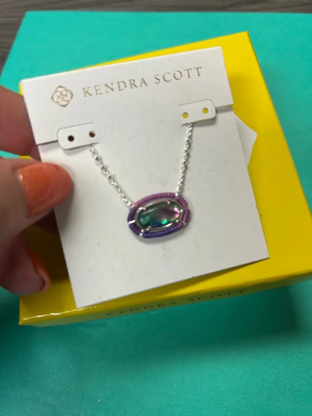 Kendra Scott Purple Iridescent Elisa Necklace - Picture 2 of 5